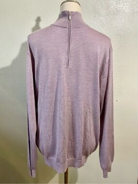 Kisross Heather Purple Cashmere Silk Blend 1/4 Zip Sweater Classic Sz M/L Luxury